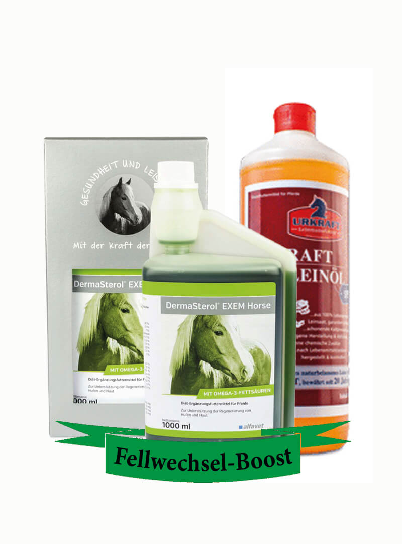 Fellwechsel Pferd, Leinöl + Derma Serol